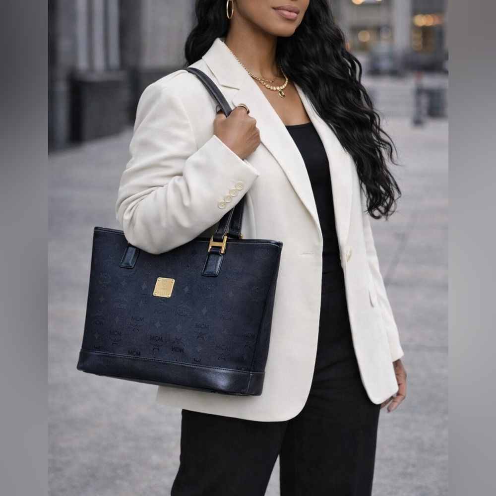 MCM Visetos Monogram Black Tote with COA